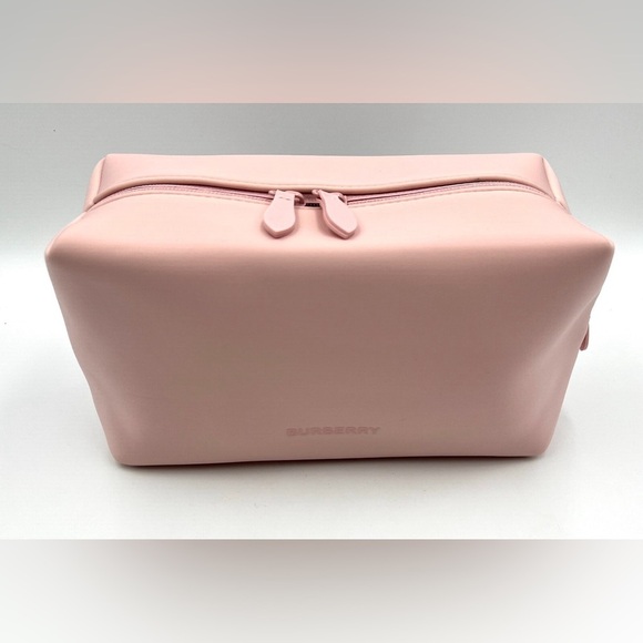 NEW! Burberry Logo Clutch Toiletry Bag Cosmetic Pouch Travel Case ~ Pink - Picture 3 of 11